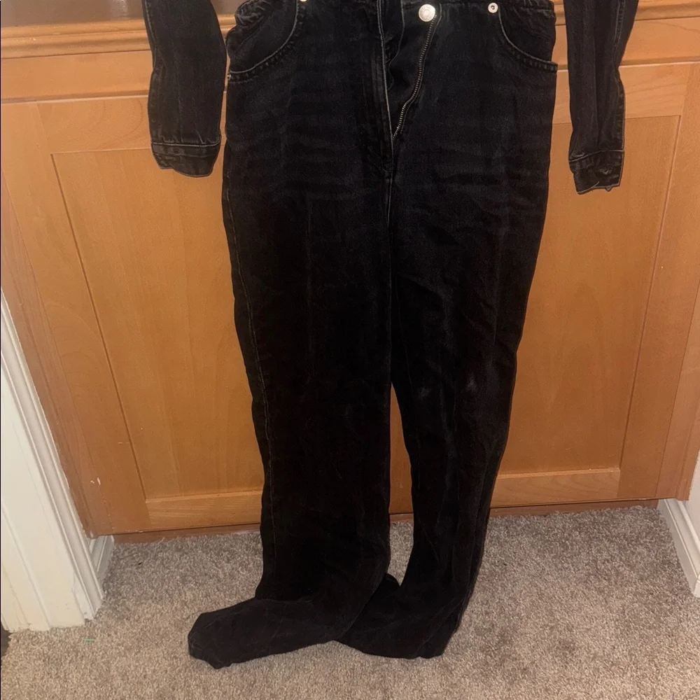 Zara Women's Black Denim cut out jumpsuit - Picture 2 of 4